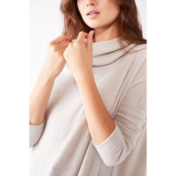 NWT Free People Juicy Ribbed Long Sleeve / Grey Opal - Picture 3 of 5